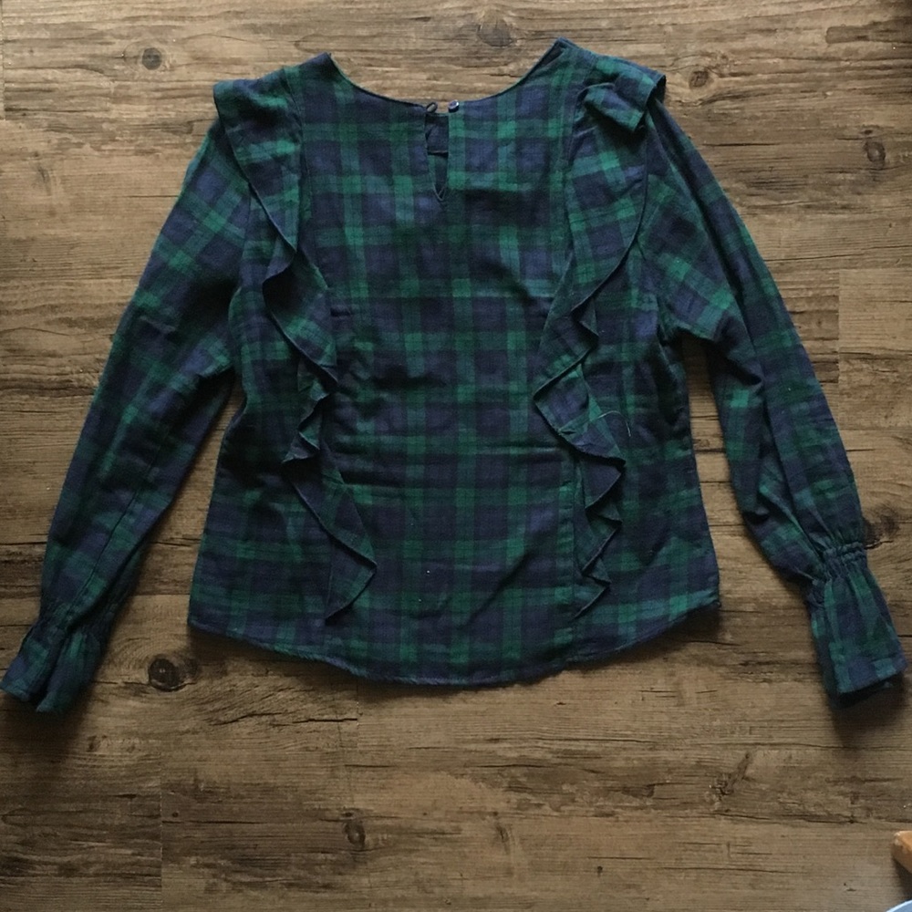 Love Notes Green Plaid Dress Shirt
